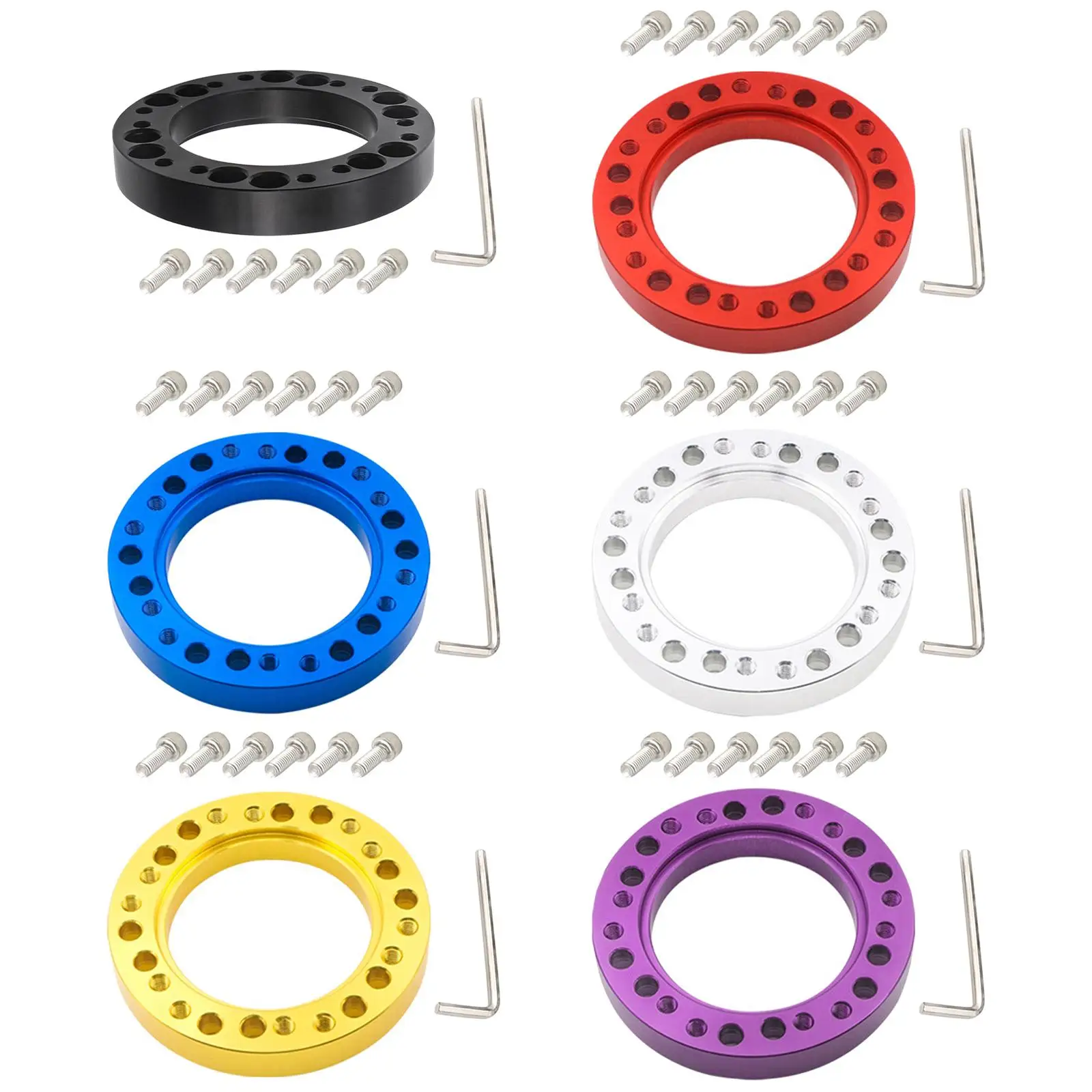 Aluminum Car Steering Wheel Hub Adapter Spacer Pad W/ 6 Screws Vehicle Parts Wheels Accessories Conversion Spacer Racing Car