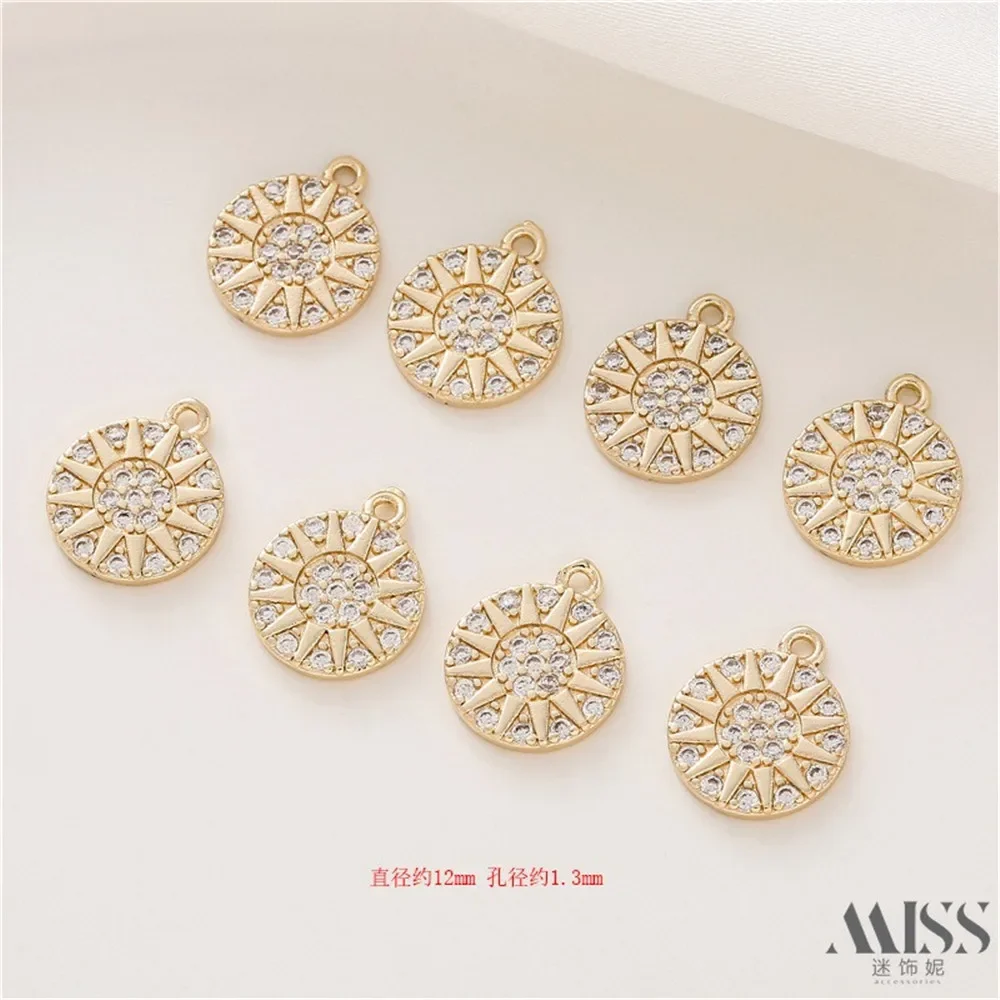 14K Gold Bag Color-preserving Zircon Star Sparkling Pendant Round Brand DIY Handmade Bracelet Necklace Pendant Accessories