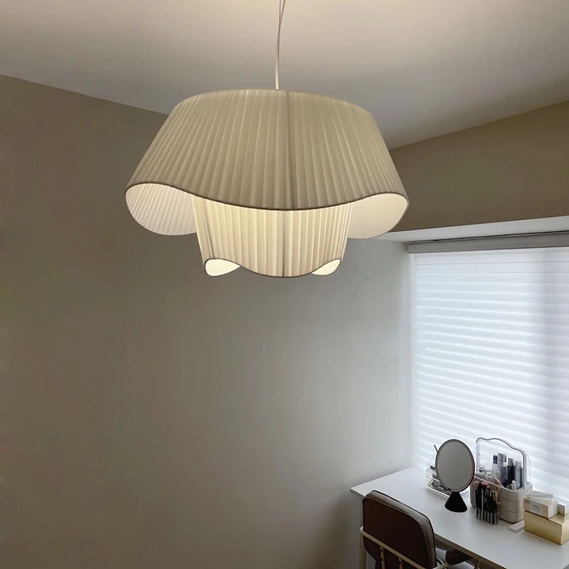 

Fabric LED Pendant Light for Bedroom Home Decor Lamp Nordic Designer Hanging Lighting Suspension Decoration Chandelier Fixture