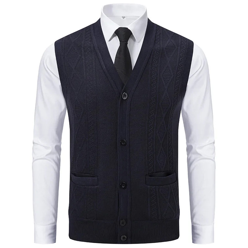 

European American Autumn and Winter New Men's Versatile plus Size Sweater Vest Coat