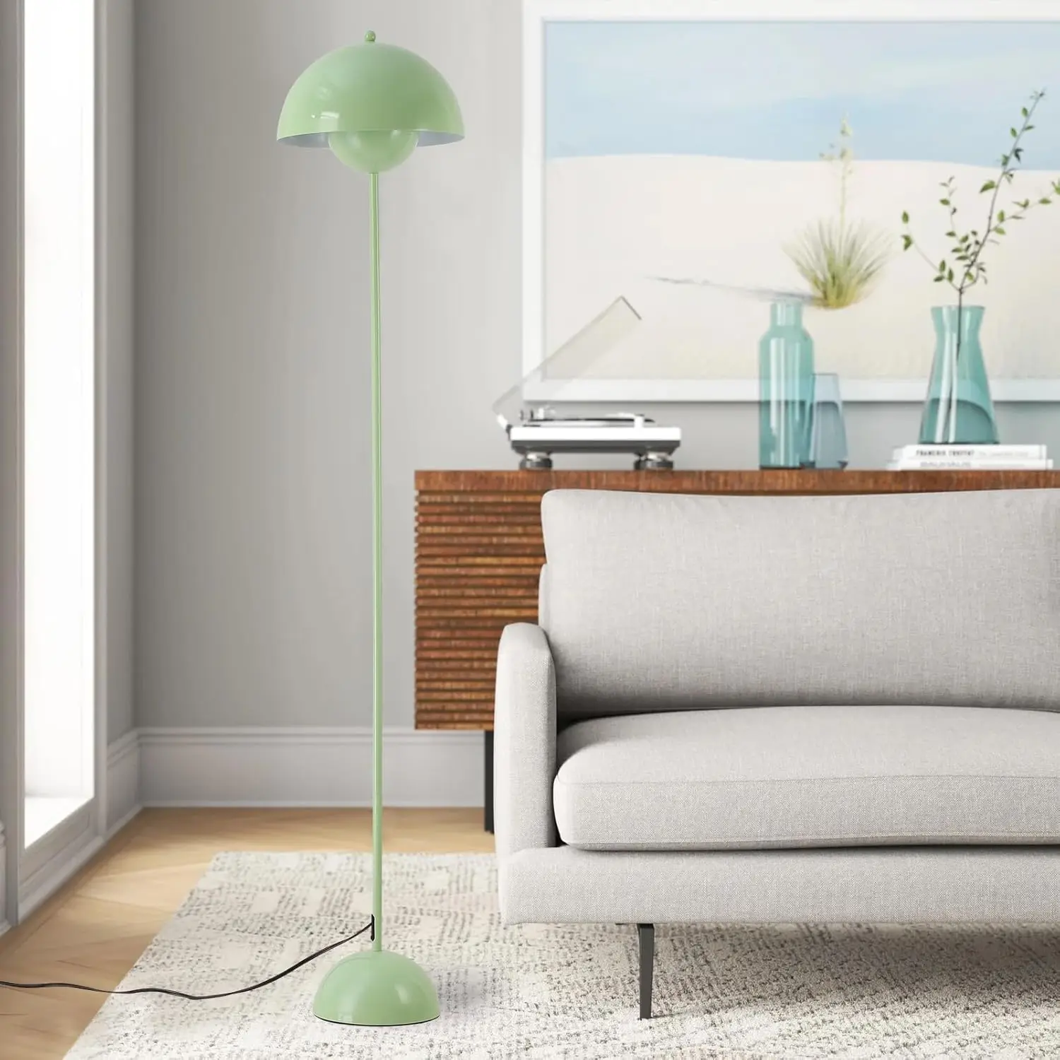 Modern Floor Lamp for Living Room, Industrial Tall Standing Lamp for Bedroom, Metal Shade Reflecting Light Reading Floor Lamp