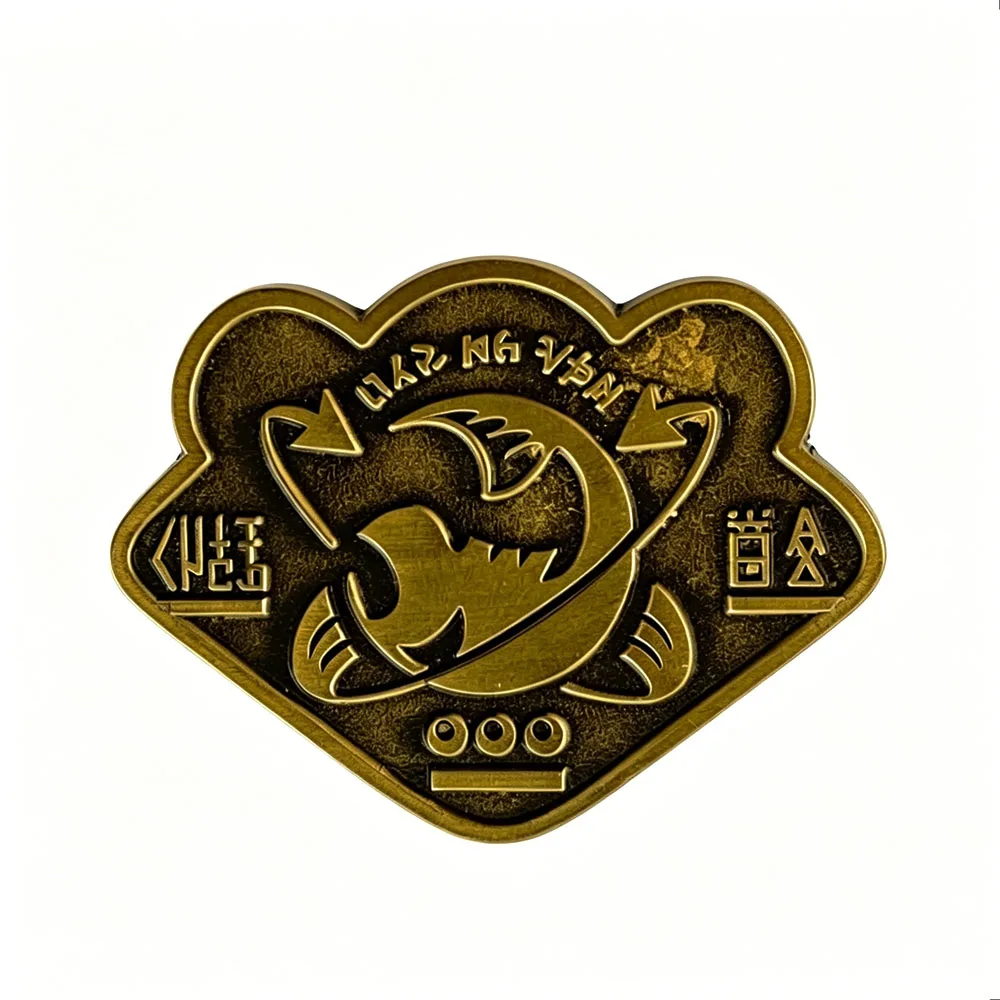 Squid Action Shooting Game Metallbrosche Grizzco Logo Anstecknadel Salmon Run Gold Belohnungssymbol Game Fans Cosplay Charm Geschenk – Detail 1