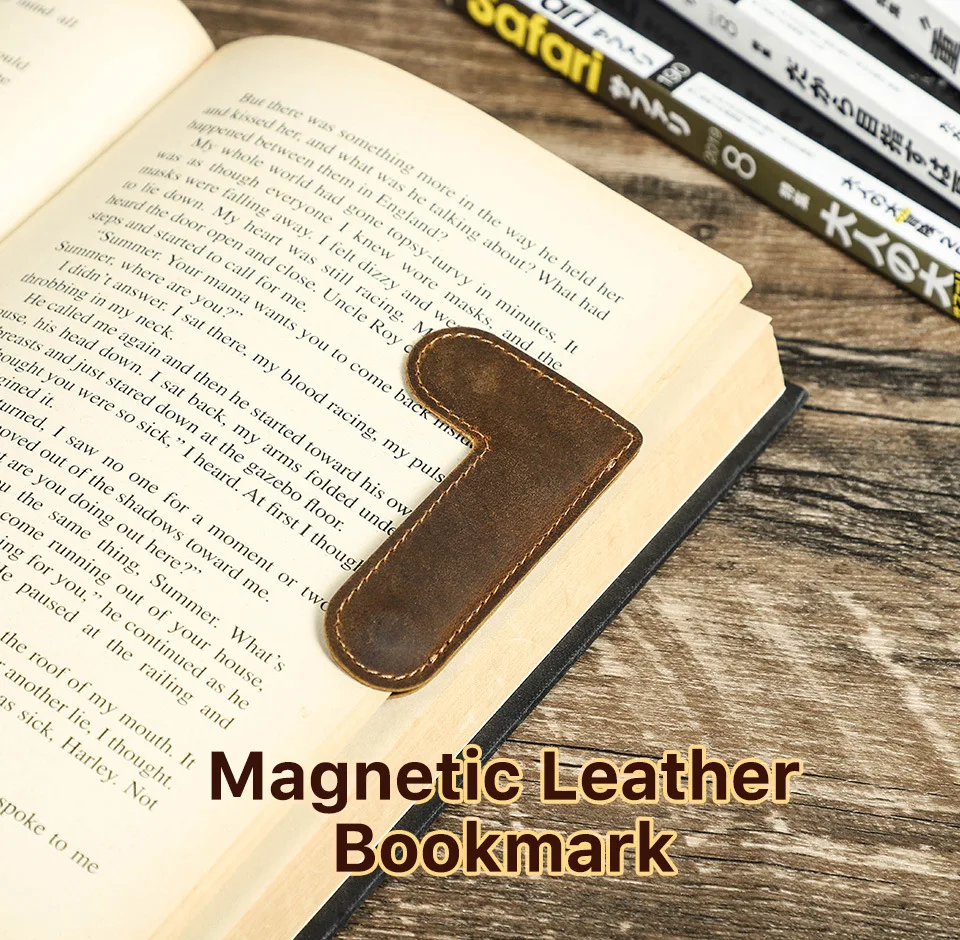 

Luxury Leather Magnetic L-shaped Design Bookmark Korean Stationery Practical Book Mark Office School Teacher Supplies Stationery