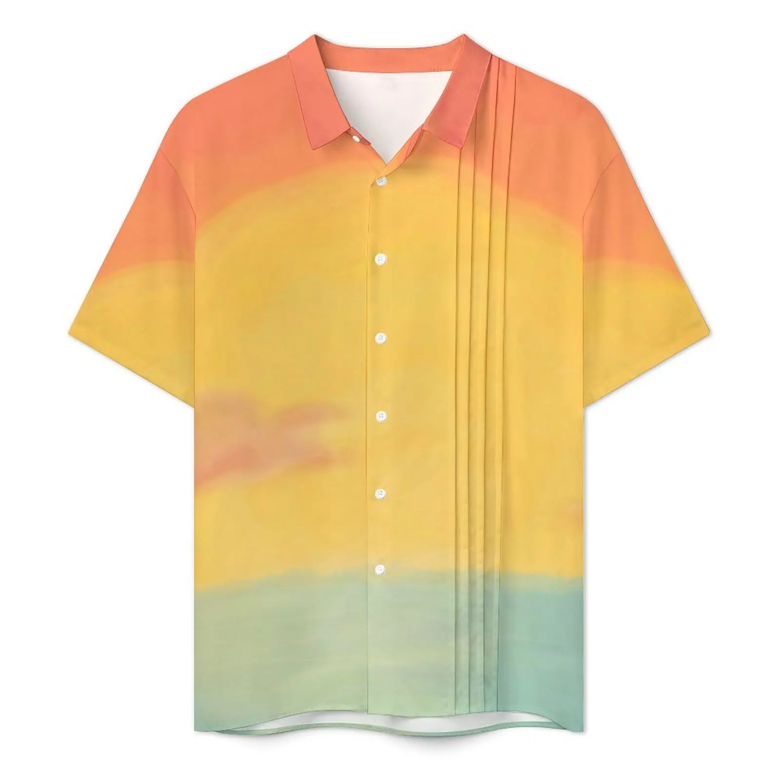 Sunset Print Beach Shirt Mens Subtle Pan Flag Elegant Casual Shirts Hawaiian Short Sleeve Street Style Design Oversize Blouses