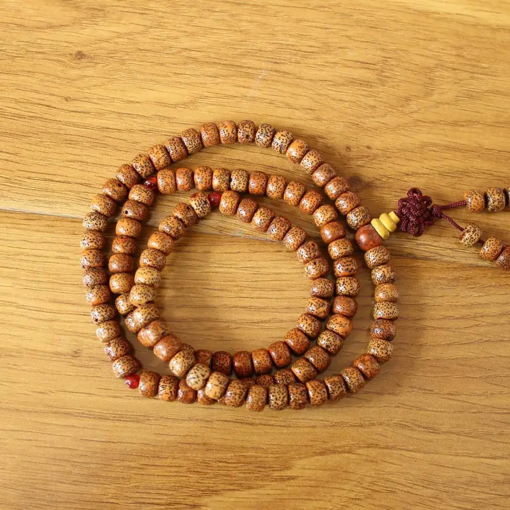 

ML219 Vintage Tibetan Natural Star Moon Bodhi Beads Prayer Necklace 108 Beads Prayer Mala Rosary