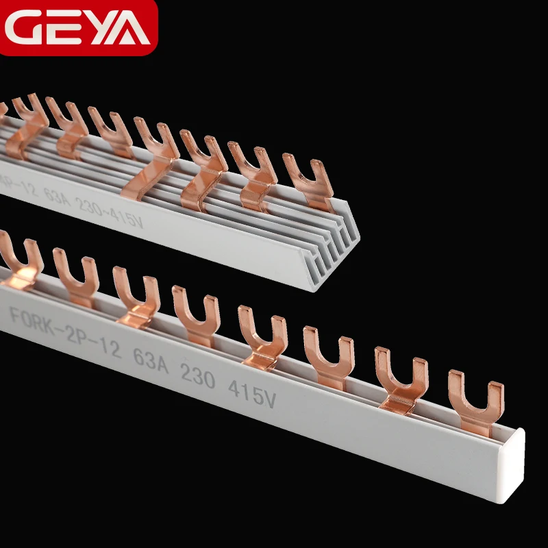 GEYA  Pin & Fork Type 1.4mm Copper Busbar for Circuit breaker 12 Way MCB Connector Busbar Connection 1A-63A 1P 2P 3P 4P