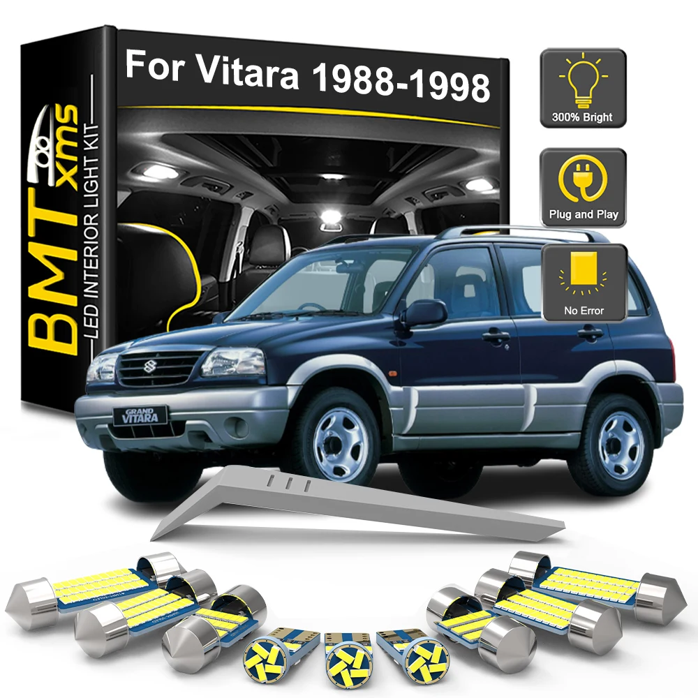 

BMTxms 9Pcs LED Interior Light Bulb Kit For Suzuki Vitara MK1 1988-1994 1995 1996 1997 1998 Canbus Dome Trunk License Plate Lamp