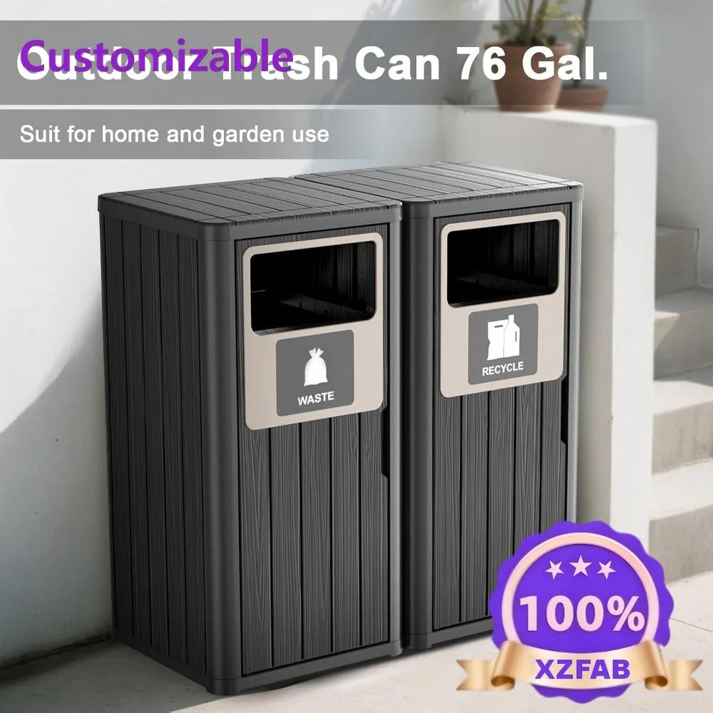Factory Direct 2026 Durable Weatherproof Resin Outdoor Trash Can - 35 Gallon Capacity, Suitable for Patio, Office, and Kitchen