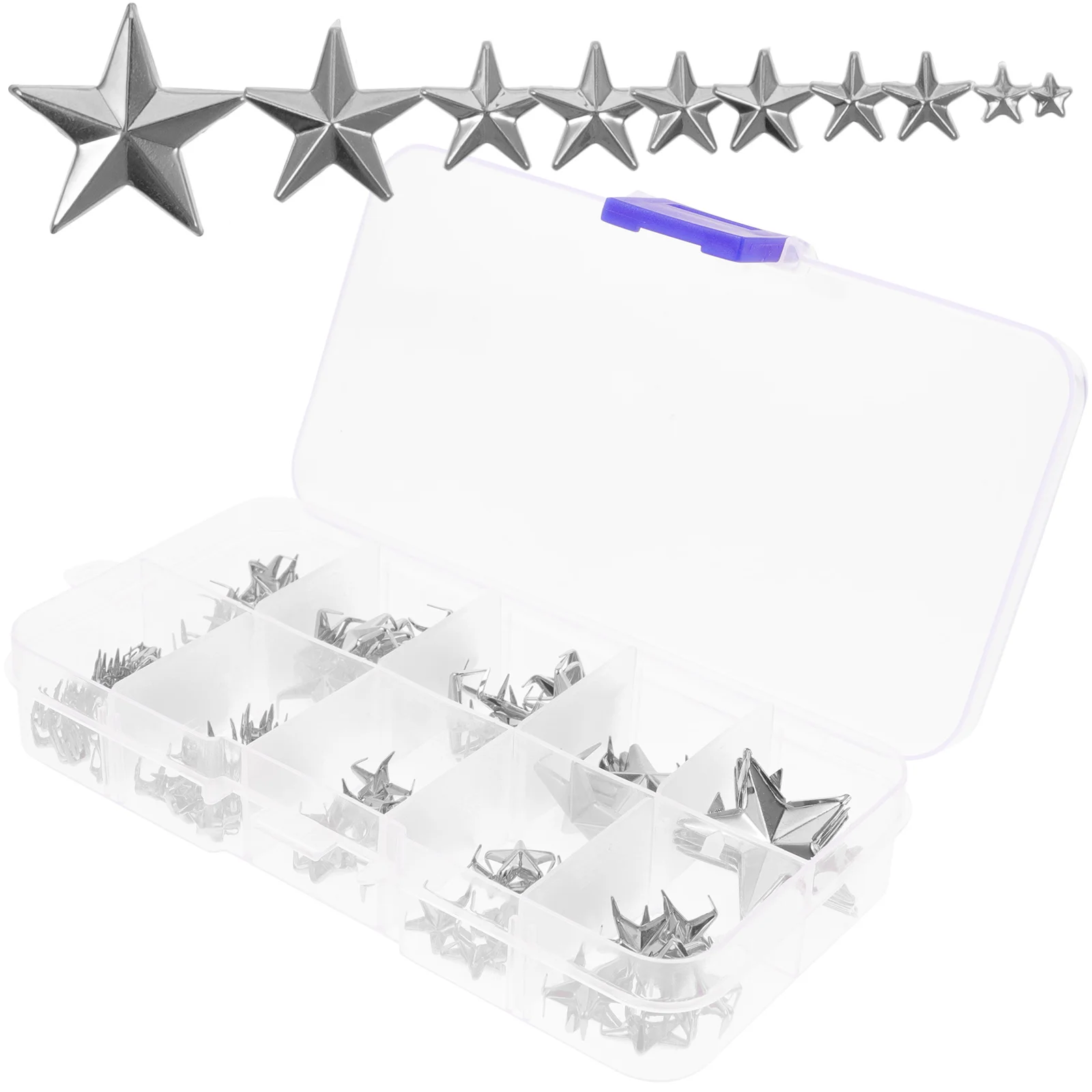 150 Pcs Dreses Decor Five-pointed Star Nails Metal Studs Spikes Clothing 16X16cm DIY Accessory Silver