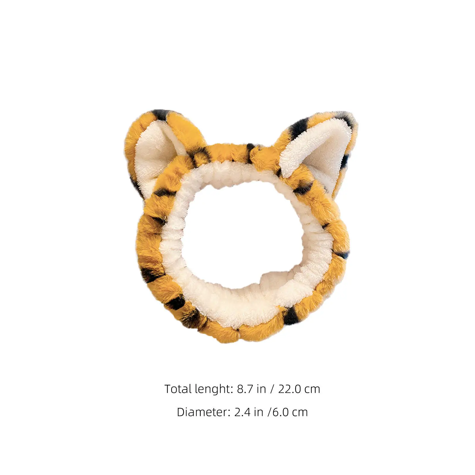 2Pcs Wide Headband for Women with Cute Tiger Ears Soft Stretchy Hair Band for Makeup Face Wash Spa Skincare and Cosplay Use