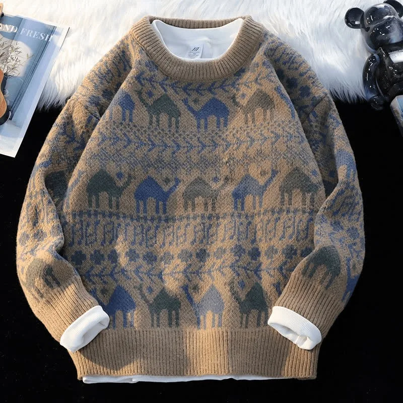 Nuovi maglioni autunnali e invernali, maglioni alla moda da uomo, maglieria, larghi, retrò, stile pigro, versatili da indossare all'aperto