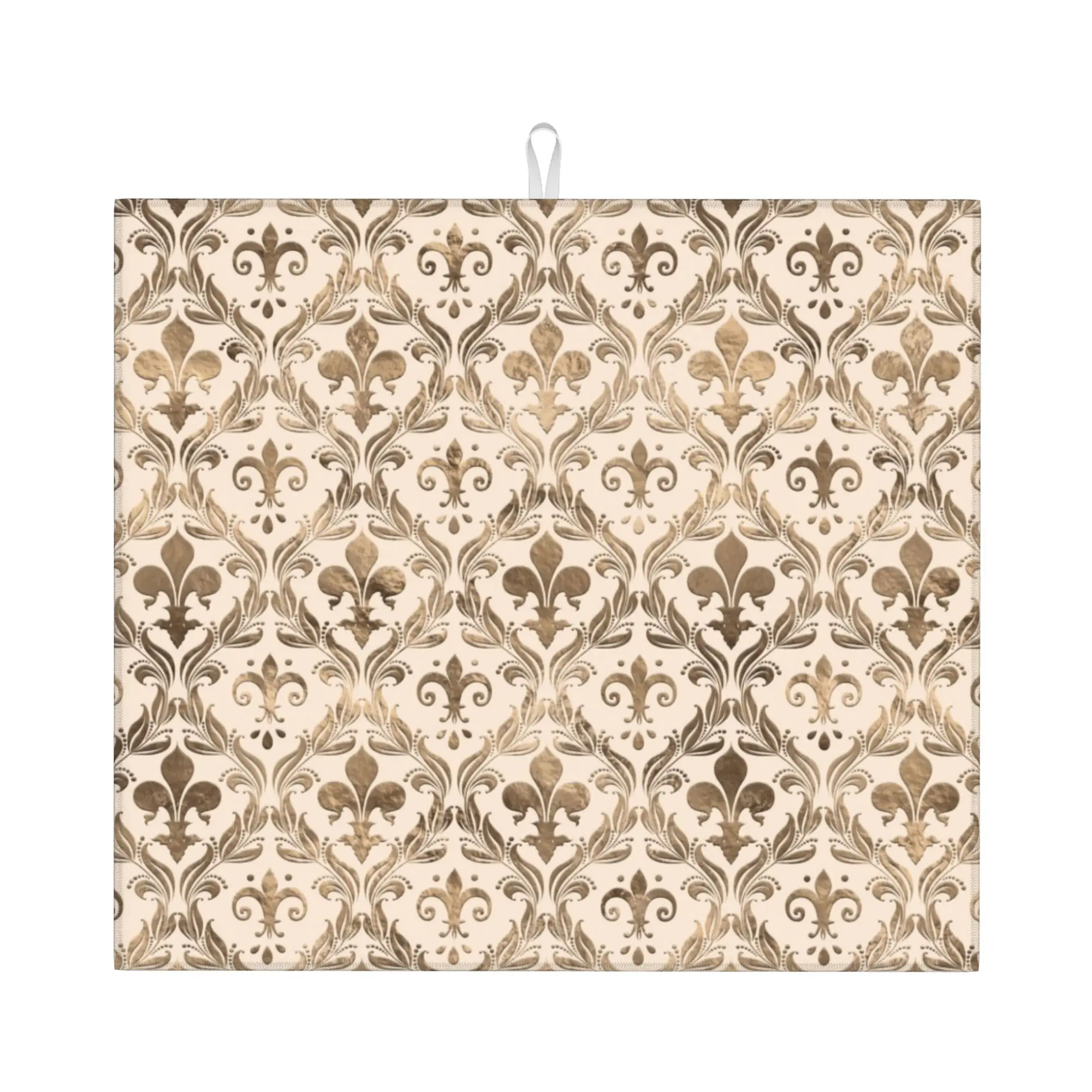 Drying Mat For Kitchen Fleur De Lis Lily Flower Water Absorbent Waterproof Reusable  On Slip Kitchen Counter Protector Mat