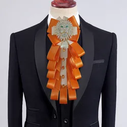 Pajarita de lujo con diamantes de imitación para hombre, cabeza de león, diseño Original, joyería hecha a mano, traje de boda de negocios de alta gama, Cuello de camisa, flor