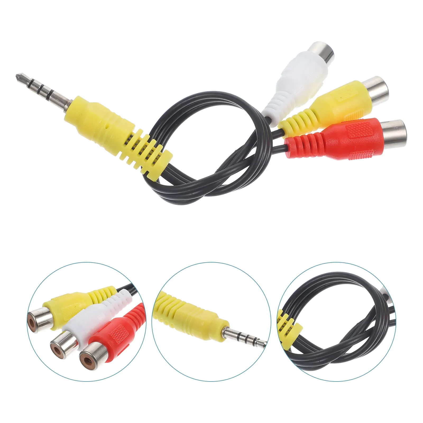 

3pcs Av Adapter Cord Reusable Video Audio Connect Cord For Satellite Tuner Receiver Multi-Use Pvc Copper Wire Hd