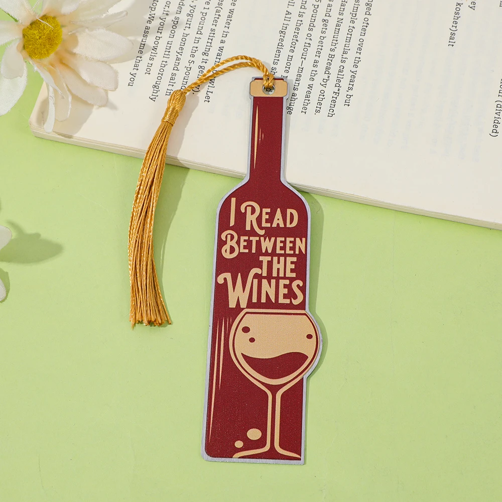 Wine Stainless Steel Bookmark Book Lover Book Accessory with Yellow Tassel Birthday Gift for a Friend