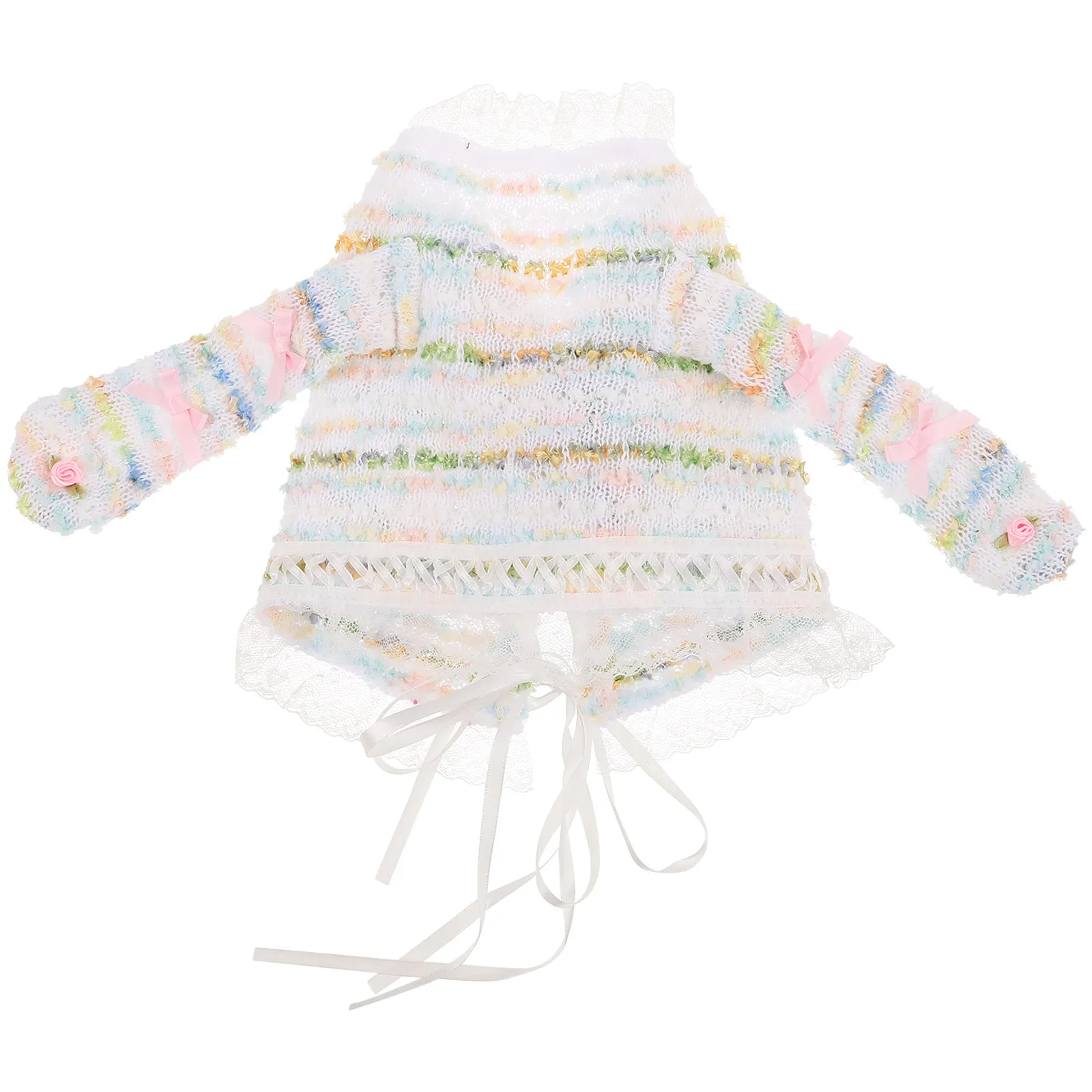 

Bunny Ear Beanie Hat Colorful Dots Lace Trim Adjustable Tie Stylish Bunny Cap for Women Party Photo Props Daily Wear