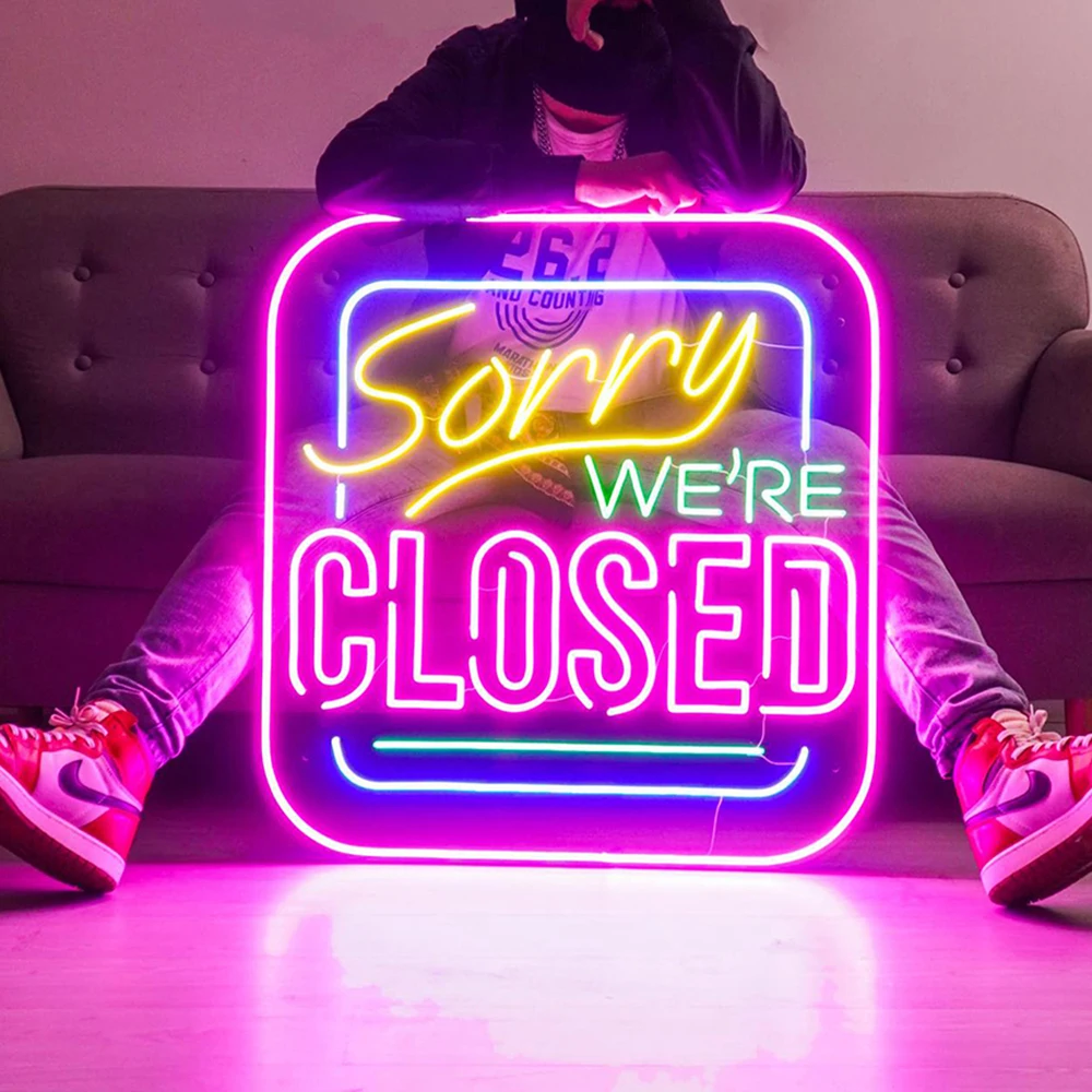 Sorry We're CLOSED Neon Sign Custom Neon Signs Restaurant Fast Food Shop Wall Decoration Led Neon Home Bar Club Decor Light Lamp