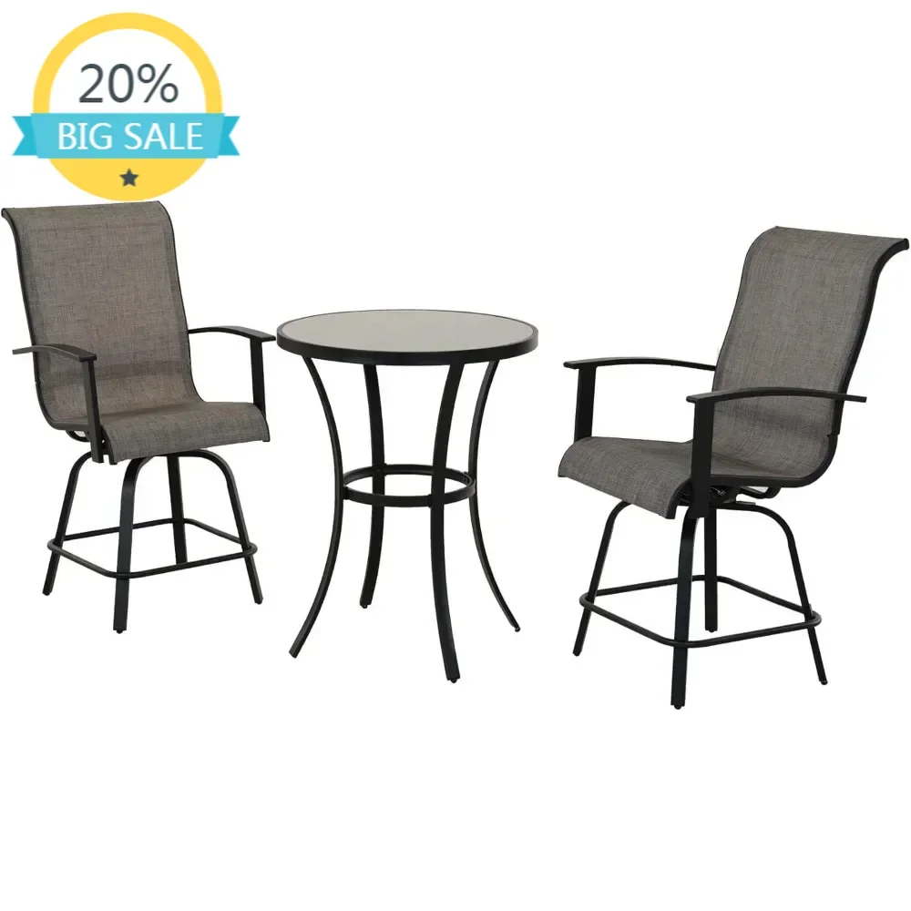 

BestsellerBestseller3 Piece Counter Height Patio Bar Set, Modern Round Bar Table and Swivel Bar Stools for Outdoor Kitchen Bistr
