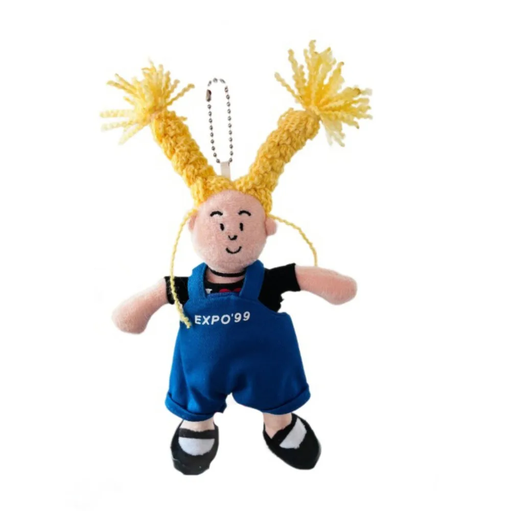

PP Cotton Yellow Furry Girl Pendant Fluffy Collection Blue Overalls Girl Bag Pendant Brooch Comfortable Ugly Doll Keychain