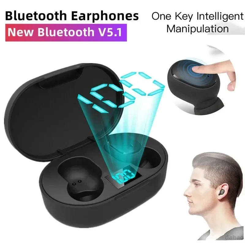 TWS E6S Bluetooth Earphones 5.2 Wireless Headphones with Micphone charging box Handsfree Earbuds for Noise Reduction Headset