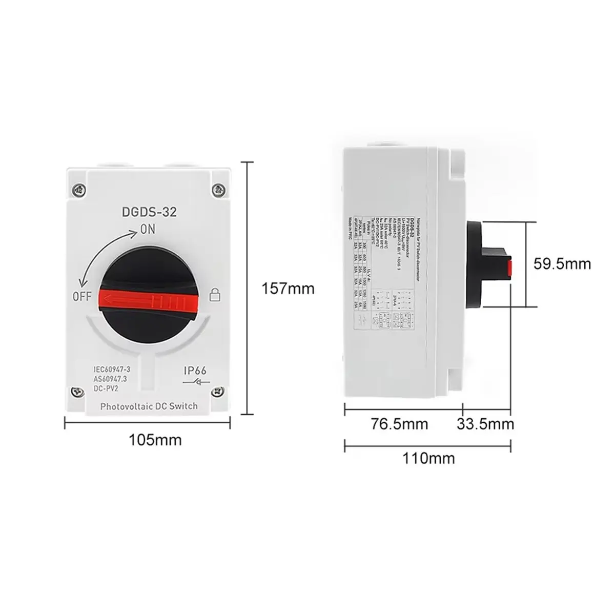 828 Mega Sale PV Solar Disconnect Switch 1-in-1-Out PV Disconnect Switch 1200VDC 32A IP66 Waterproof