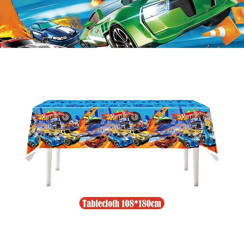 Happy Wheels Verjaardag Verjaardagsfeestje Benodigdheden Hot Race Car Thema Servies Set Kopjes Borden Ballonnen Cadeauzakjes voor kinderen Jongens 