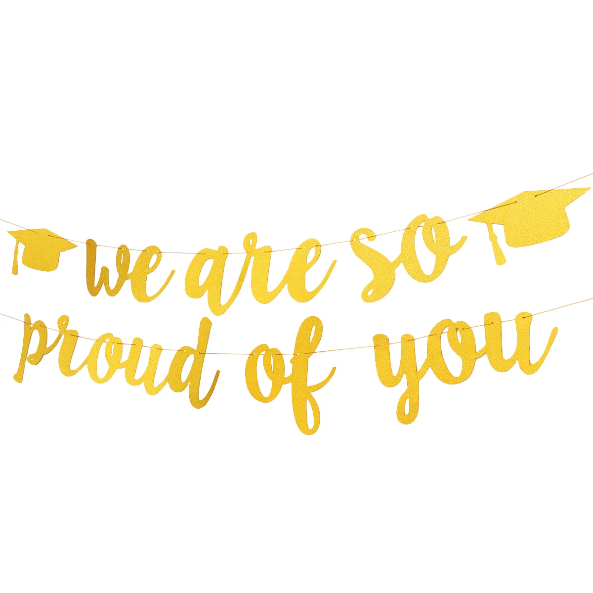 

Graduation Banner Set Doctor Hat Paper Flag Golden Glitter Party Decorations Bunting Wall Hanging Photo Props Supplies