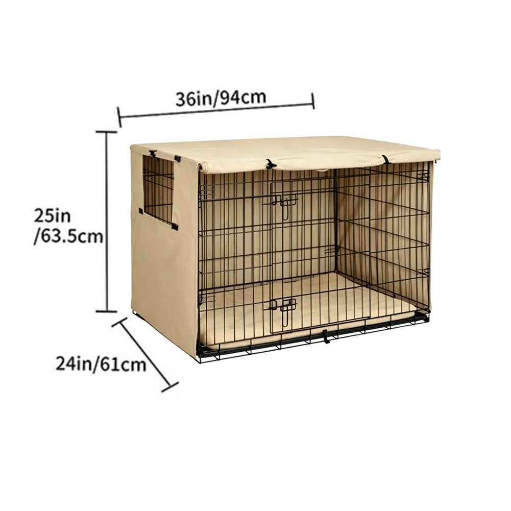 Breathable Dog Crate Cover 94x61x63.5cm - 210D Fabric with Adjustable Straps and Privacy Den Effect for Calm Pets