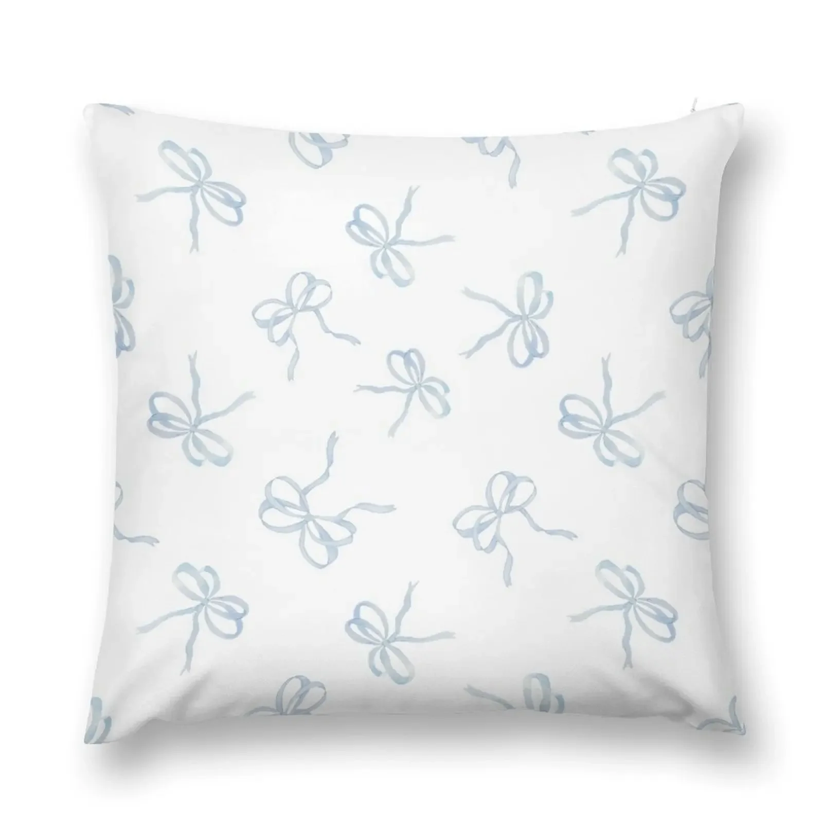 

Pastel Light Blue Ribbons Tied in Bows Pattern on White Throw Pillow Sofa Cushions Cover Cushions Cover pillow