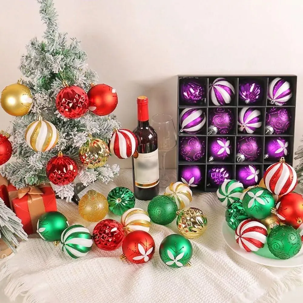 

Plastic Painted Ball Christmas Tree Ornament New Year Hanging Ornament Christmas Decorations DIY Crafts Gifts Boxes