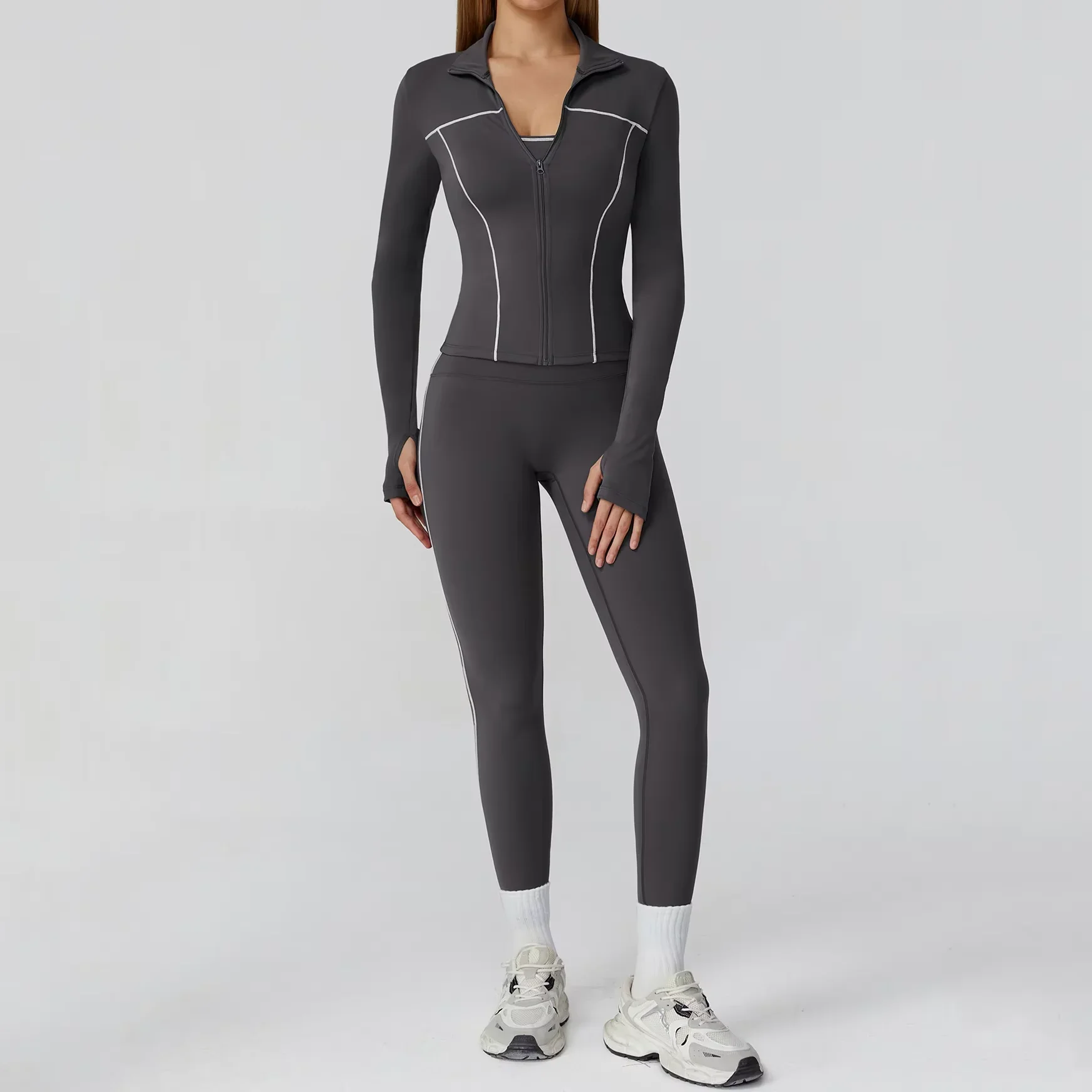 

Женская облегающая спортивная одежда для йоги с длинными рукавами, компрессионный цветной блок, теплый легкий тренировочный топ с эластичной резинкой на талии