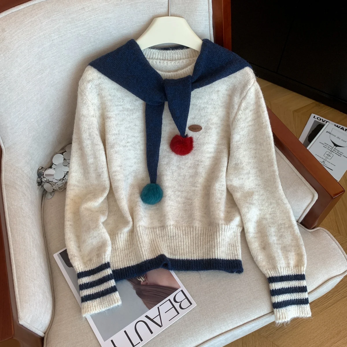 

Женский светло-серый пуловер, винтажный джемпер, вязаный свитер в консервативном стиле с длинными рукавами, японский кашемировый свитер, осенняя одежда 2000-х годов