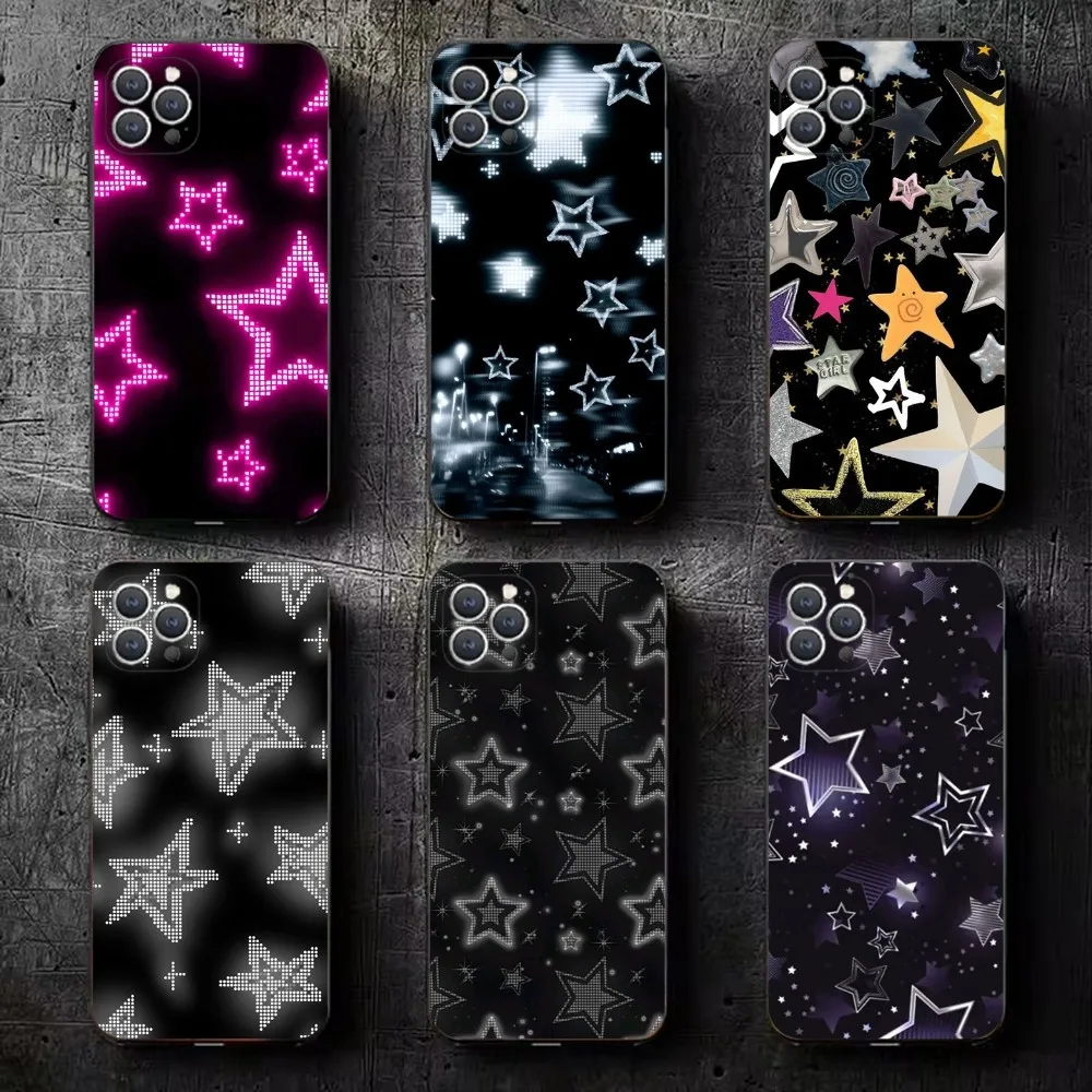 

Y2K Star Ins Phone Case For iPhone 15,14,13,12,11,Plus,Pro Max,XS,X,XR,SE,Mini,8,7 Soft Silicone Black Cover