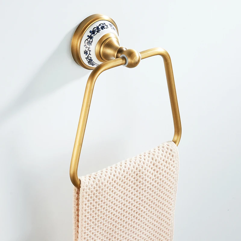 ELLEN Bathroom Towel Ring Antique Bronze Wall Mounted Brass Bath Towel Holder EL4080T