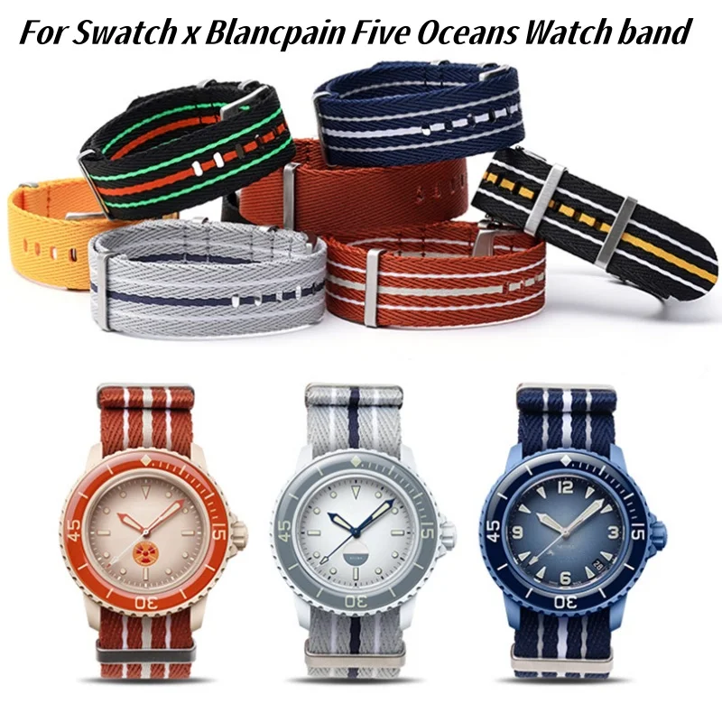 22 mm Nylon Woven Watch Band for Swatch X Blancpain Five Oceans 20mm Nylon Watch Strap for Men Women Soft Watch Accessories