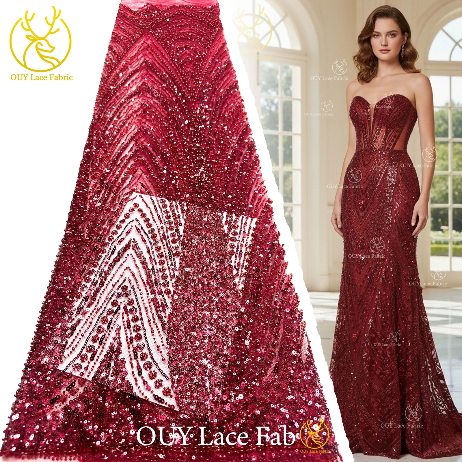 

Модная африканская ткань с бисером и вышивкой для жениха, высококачественное французское кружево с пайетками, ткань для нигерийских свадебных платьев, для шитья