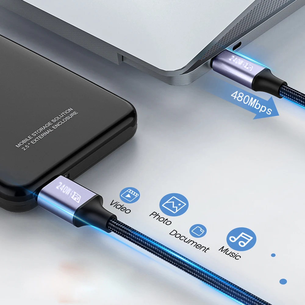 1m 2m 3m Kabel USB typu C do C 240W PD do szybkiego ładowania iPhone 15 PS5 Switch Samsung MacBook Pro 5A Kabel do szybkiego ładowania