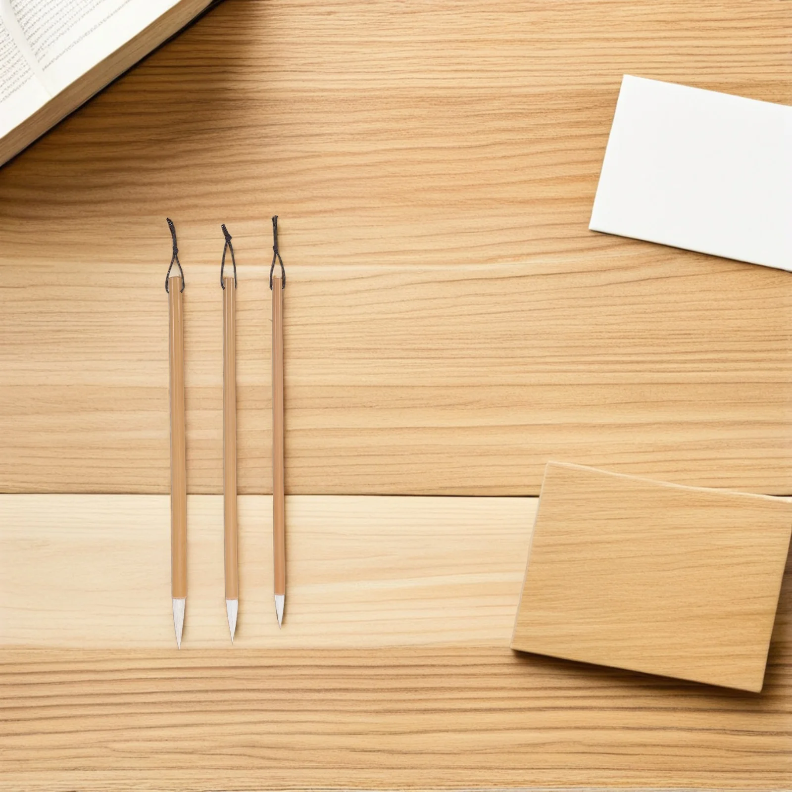 

3Pcs Traditional Chinese Calligraphy Brush Set Goat Hair Ink Brushes Bamboo Handle for Writing Painting Watercolor Art Beginner