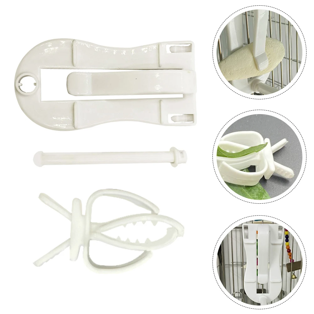 

4 Pcs Parrot Vegetable Clips Plastic Bird Cage Accessory Cuttlebone Holder Feeding Device for Small Birds Pets