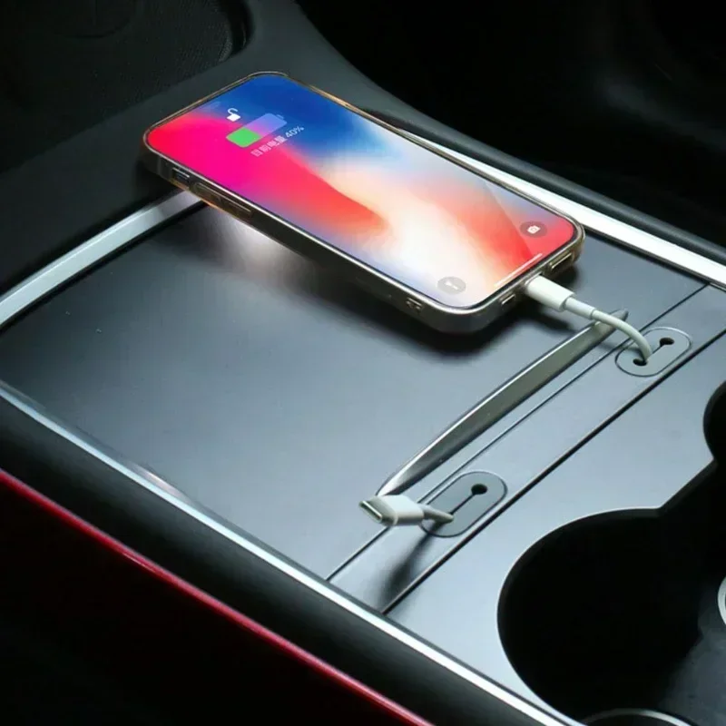 Dla Tesla Model 3 Y HUB Box Konsola środkowa Kabel do ładowania telefonu Klips Centralne sterowanie Stacja dokująca Hub USB Organizer linii danych