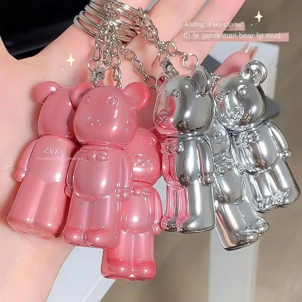 لطيف المفاتيح قلادة الدب الشفاه الصقيل ضبابي المخملية ترطيب ماتي أحمر الشفاه طويلة الأمد ماكياج الشفاه