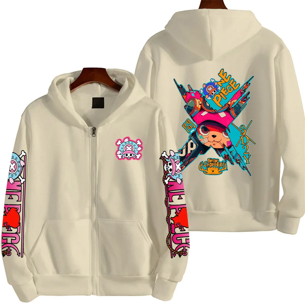 One Piece Tony Tony Chopper 2026 Neue Cartoon-Anime Harajuku Herrenmode Damen Reißverschluss-Paarmantel