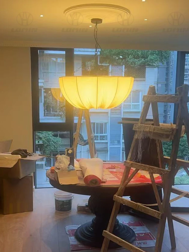 

Nordic Modern Handmade Fabric Pendant Lights, Rustic Natural Ceiling Lamp for Living Room, Bedroom, or Restaurant & Cafe