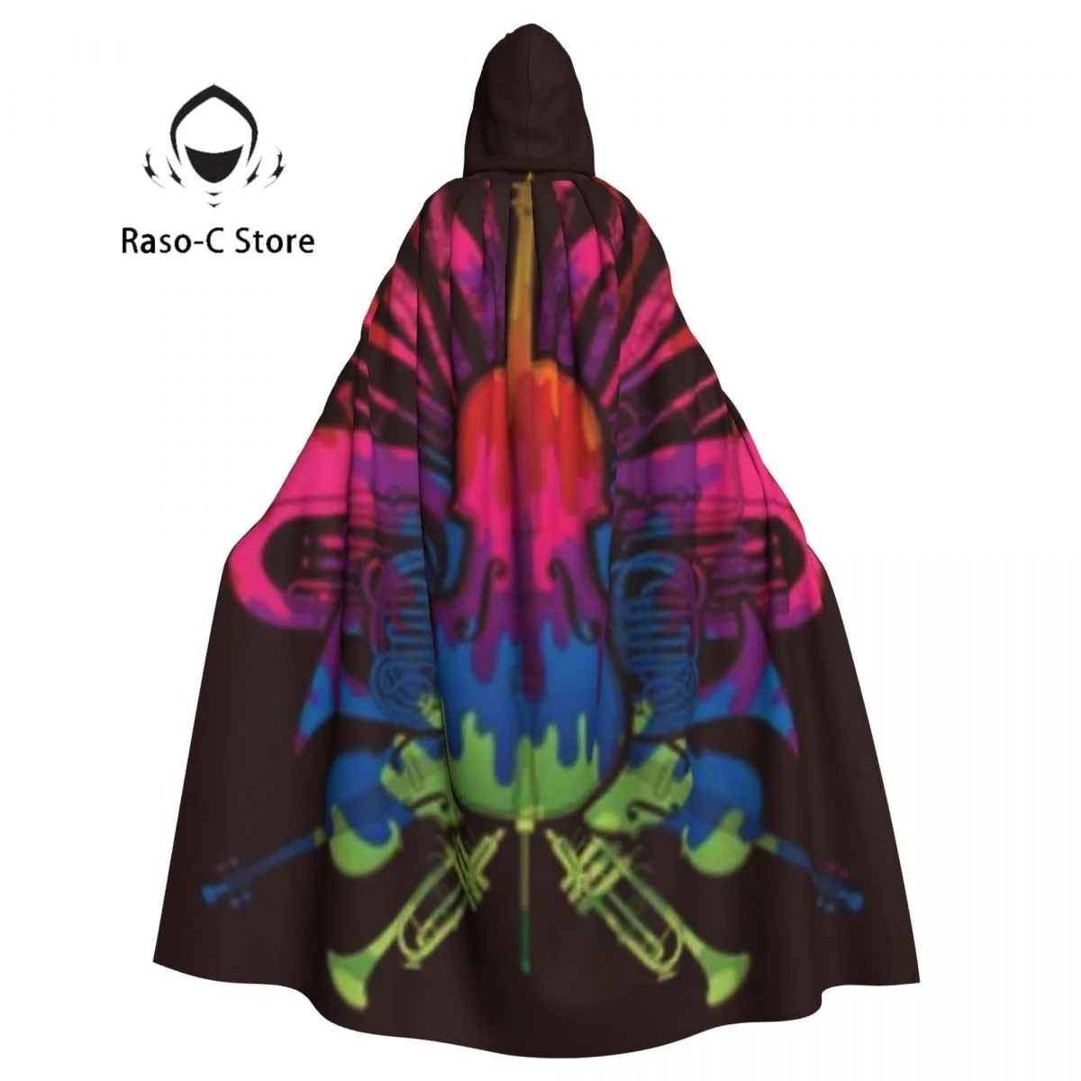 Hooded Cloak Unisex Cloak with Hood Orchestra Instruments Set Cloak Vampire Witch Cape Cosplay Costume