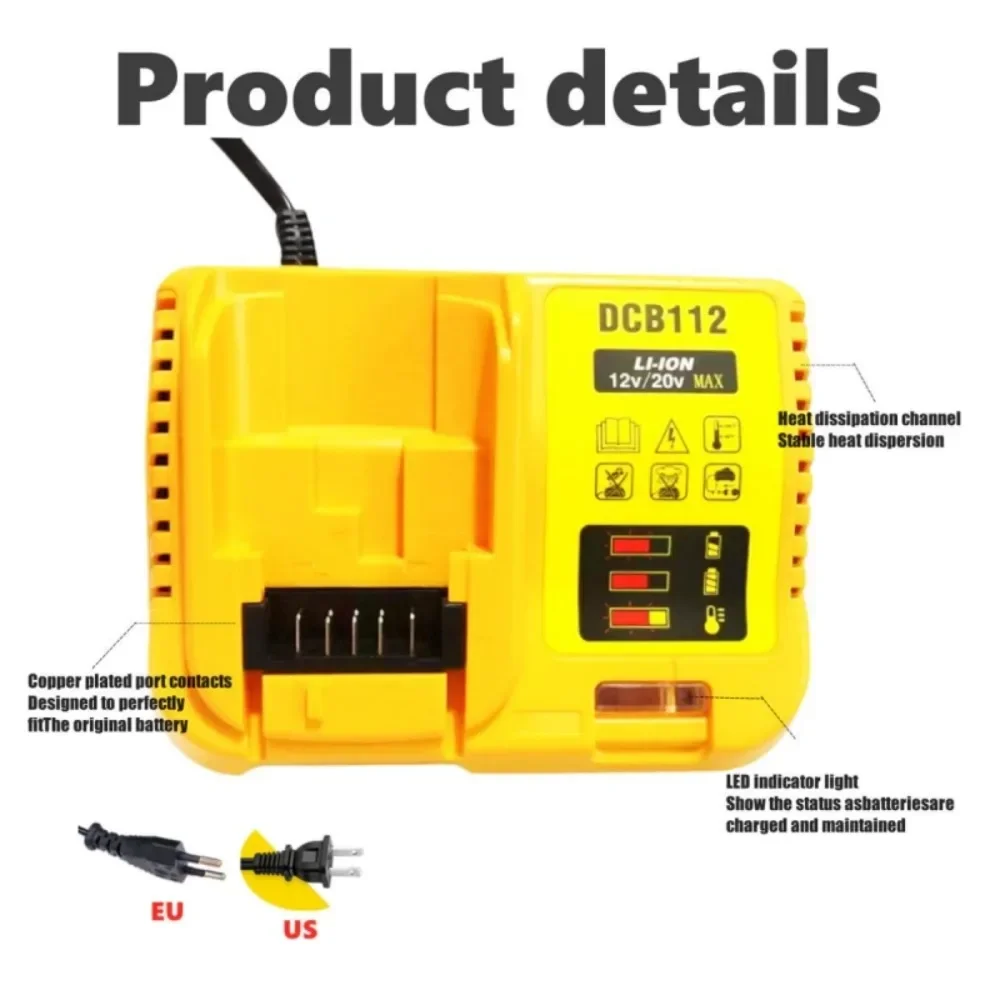 DCB112 Battery Charger Replacement For Dewalt Battery Charger For Dewalt 12V 18V 20V Max Lithium Battery Durable Easy To Use