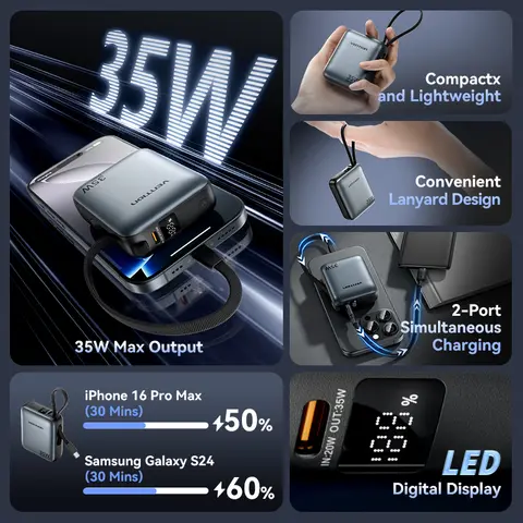 Vention 10000mAh Powerbank Snabbladdande PD 35W Bärbar PowerBank för iPhone 16 15 Pro Max Xiaomi Extern Batteriladdare 8 best sales utomhusbatteri - №8