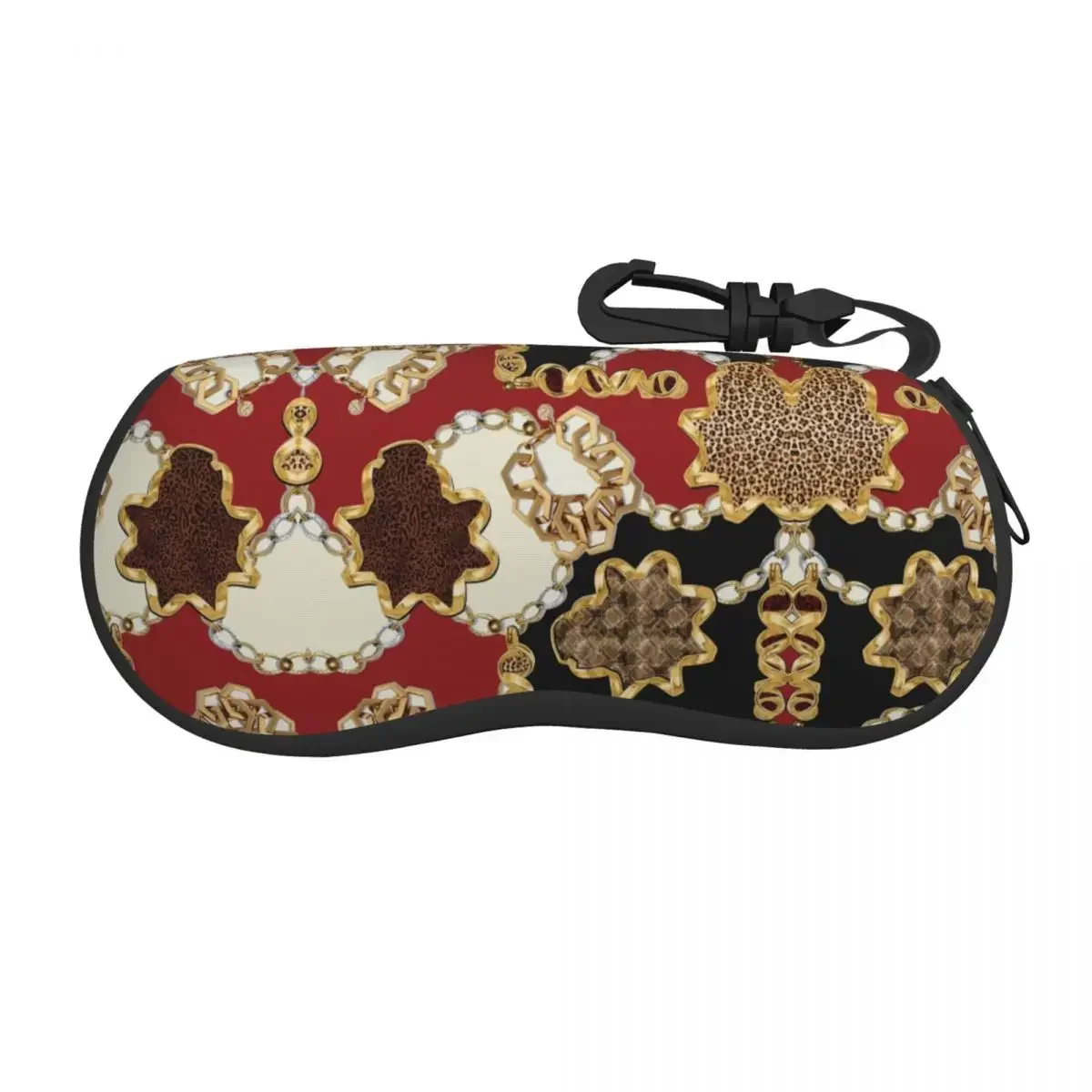 

Baroque Chain And Gold Objects Shell Eyeglasses Protector Cases Fashion Sunglass Case Leopard Skin Motifs Glasses Pouch