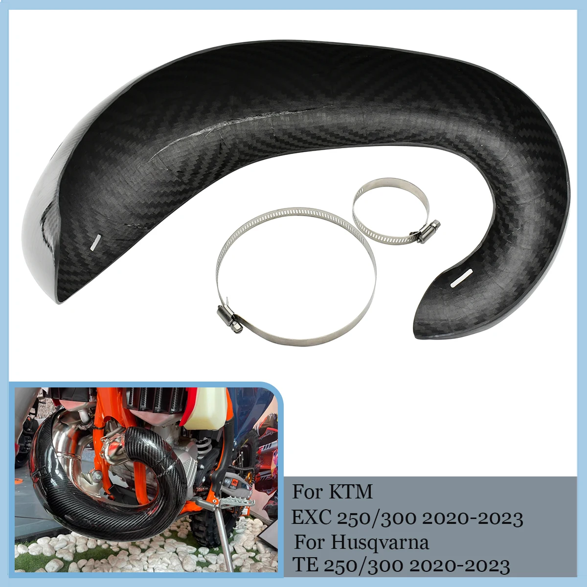 

Motorcycle Exhaust Guard Carbon Fiber Black Protection Heat Shield Cover For KTM EXC 250 300 For Husqvarna TE 2020 20212022 2023