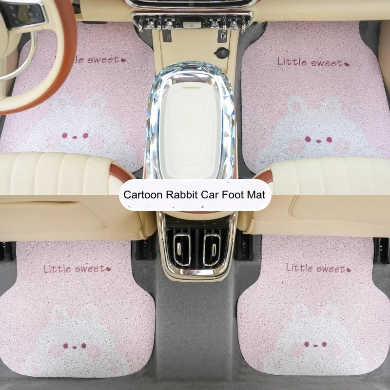 

New Cartoon Cute Rabbit Silk Loop Protective Mat Anti Slip Anti Dirty Car Foot Carpet Car Interior Ornaments