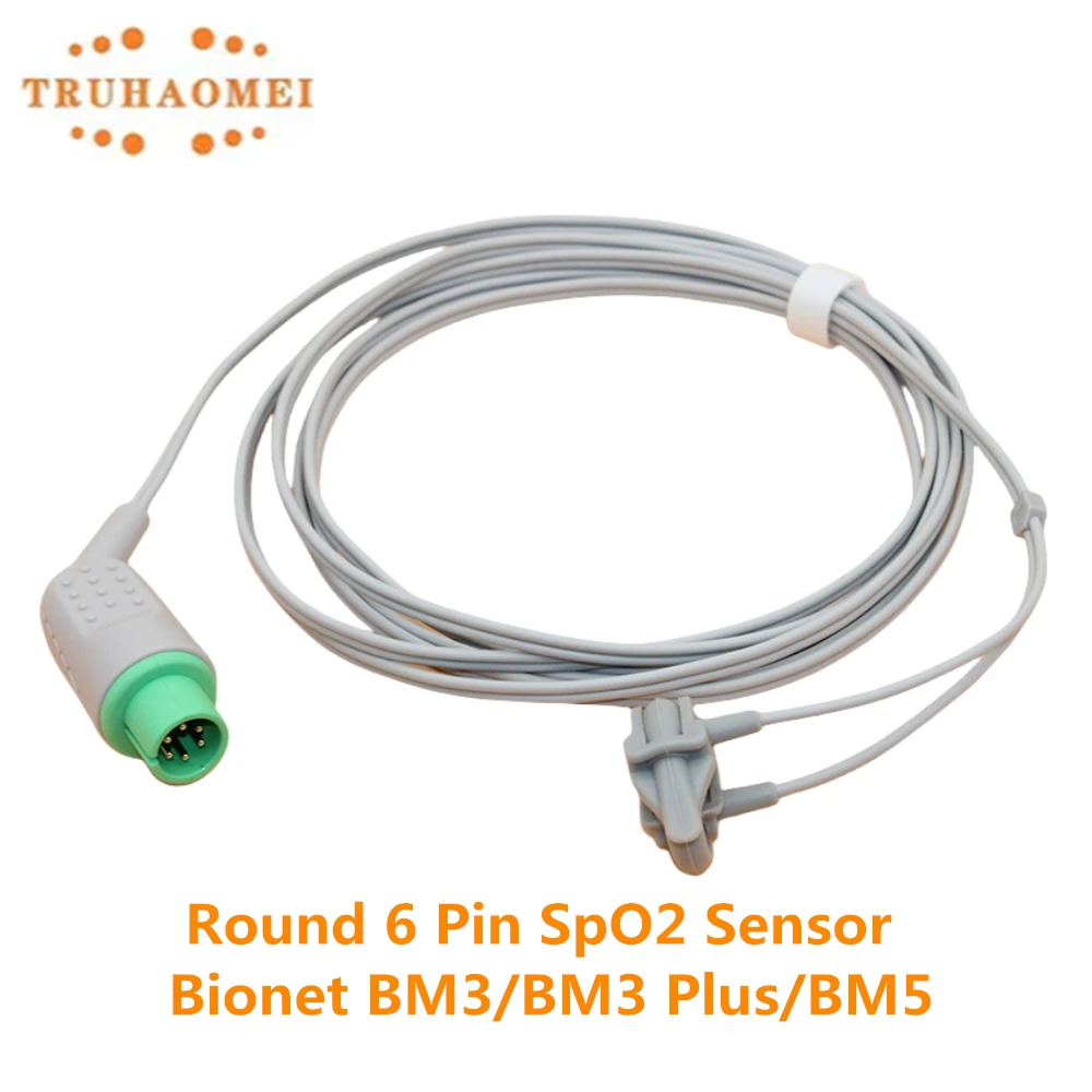 Compatible Bionet SpO2 Sensor Round 6 Pin Reusable Pulse Oximeter Heart Rate Probe Adult Neonate Child Vet Use BM3 BM3 Plus BM5